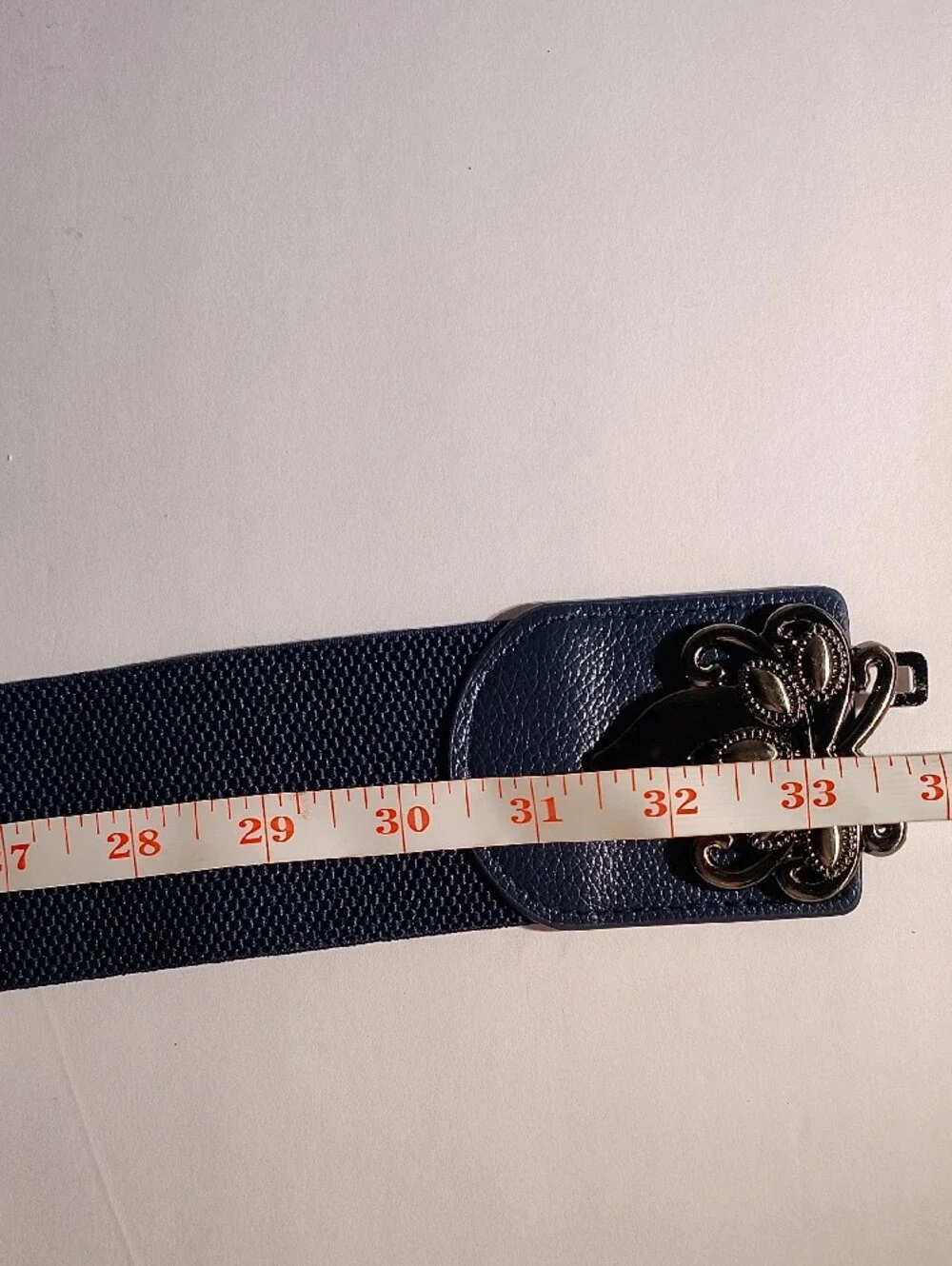 Elastic Size M/L Navy Blue Women's Waist Belt with Decorative Buckle WM